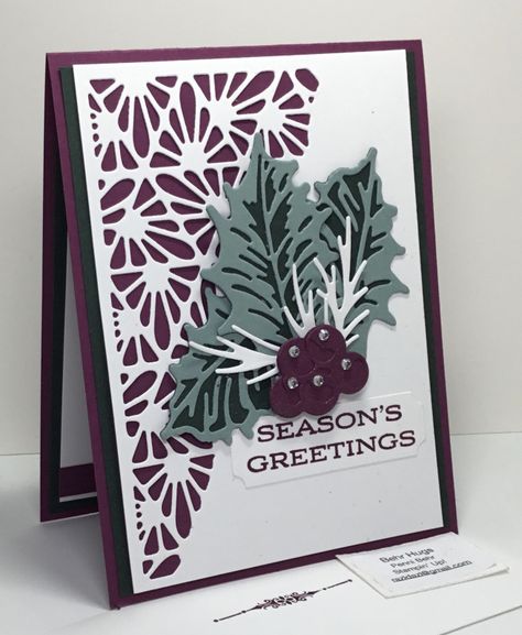 Leaves Of Holly Cards, Leaves Of Holly, Christmas Leaves, Poinsettia Cards, Christmas Berries, Hand Crafted Cards, Homemade Christmas Cards, Christmas Tree Cards, Wink Of Stella