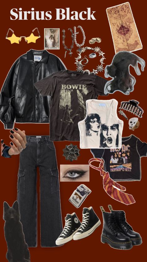 Sirius Black Outfit Inspiration, Sirius Black Halloween Costume, Sirius Black Wardrobe, Sirius Black Summer Outfit, Sirius Black Outfit Ideas, Sirius Outfit, Sirius Black Outfit Style, Sirius Black Style, Marlene Mckinnon Outfit