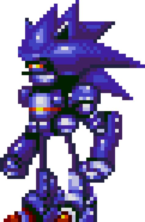 pixel art Mecha Sonic, Sonic Knuckles, Ice Cream Coloring Pages, Sonic The Movie, Sonic & Knuckles, Pixel Characters, Preschool Coloring Pages, Sonic Adventure, Sonic Fan Art