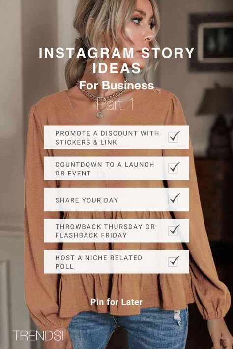 If you are a small business owner on social media, you should be utilizing stories as a large part of your strategy.

Stories can be fun and entertaining, making them a good tool for promotional content and boosting your engagement.

Pin these Instagram story ideas to use later! Story Ideas For Business, Instagram Story Ideas For Business, Posts Ideas, Media Planner, Social Media Planner, Business Promotion, Story Ideas, Instagram Story Ideas, Small Business Owner