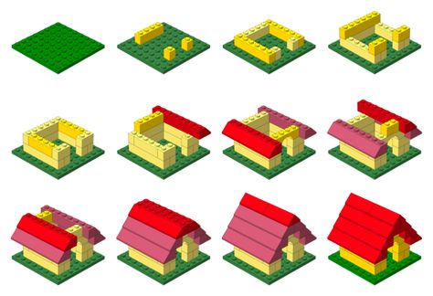 Another example of illustrated instructions on how to make a lego house. House Lego Ideas, Lego Easy House, Cool Lego House Ideas Easy, Easy Lego Houses To Build, How To Build Lego House, Easy Lego House Ideas, Lego Houses Easy, Lego Step By Step Instructions, Simple Lego Builds Instructions