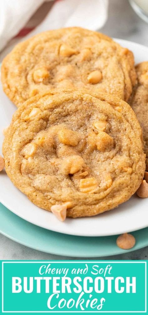 Butterscotch Cookies Recipes, Butterscotch Chip Cookies, Butterscotch Recipes, Easy Cookie Recipe, Quick Cookies, Cookie Recipes Chewy, Butterscotch Cookies, Butterscotch Chips, Soft Cookie