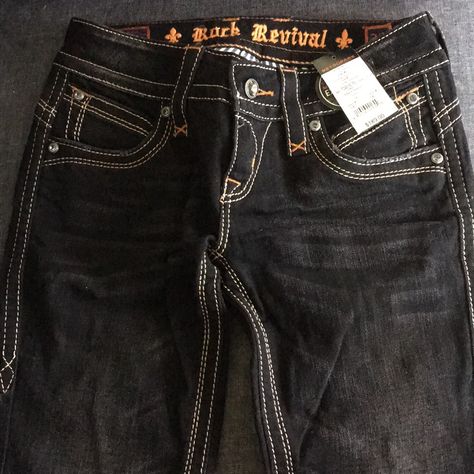 These Are Brand New With Tags Rock Revival Bootcut Black Jeans With A Beautiful Fade On The Front Of Them. Size 26. Black Flared Jeans Outfit, Vintage Black Jeans, Bootcut Black Jeans, Flare Jean Outfit, New Rocks, Black Flared Jeans, Rock Revival Jeans Women, Y2k Outfits Men, Cool Jeans