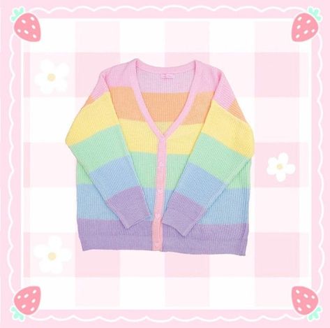 Pastel Clothing, Rainbow Clothes, Best Cardigans, Rainbow Cardigan, Kawaii Clothing, Rainbow Outfit, Rainbow Sweater, Pastel Fashion, Kawaii Halloween