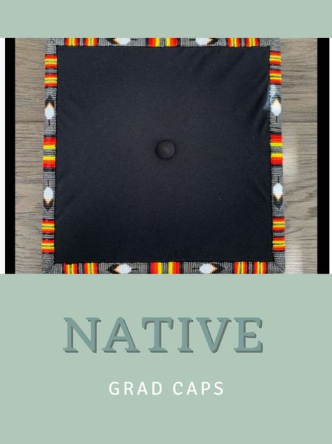 Beading Graduation Cap, How To Bead A Graduation Cap, Indigenous Graduation Cap, Beaded Grad Cap Ideas, Beaded Caps Native American, Beaded Graduation Cap Ideas, Graduation Cap Beaded, Beaded Grad Caps Native American, Native Graduation Cap