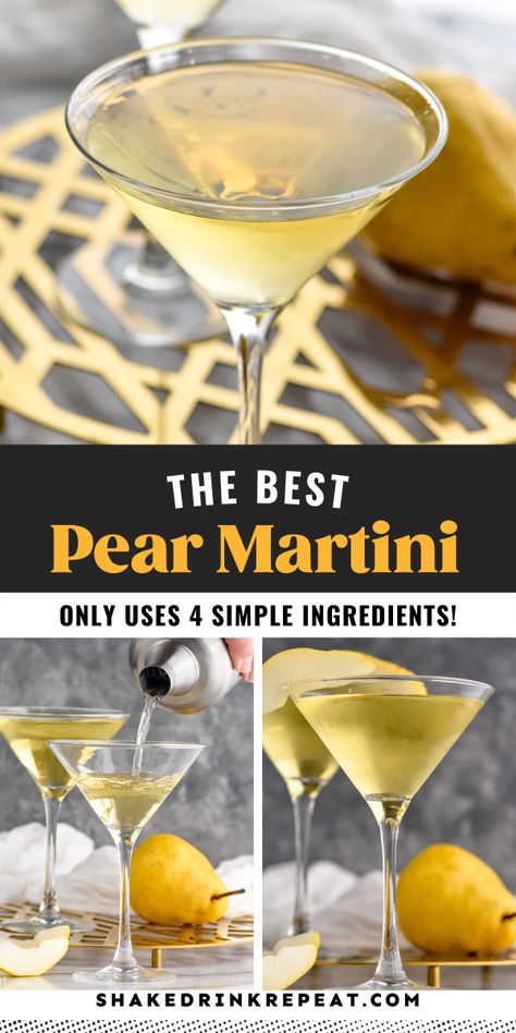 Pear Ginger Martini Recipe, Apple Pear Martini, Pear Liquor Cocktails, Pear Cocktails Recipe, Spicy Pear Martini, Cocktails With Pear Vodka, Pear Juice Cocktail Recipes, French Pear Martini, Drinks With Pear Vodka