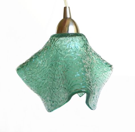 Seafoam Watery Art Glass Mini Pendant Light - Custom Color Art Glass Lighting, Glass Pendant Ceiling Light, Glass Ceiling Pendant, Green Texture, Pendant Light Design, Fused Glass Pendant, Mini Pendant Lights, Glass Ceiling, Fused Glass Art