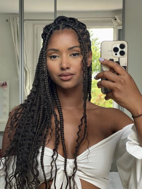 Black Female Braids Hairstyles, 70s Braids Black Women, Female Braids Hairstyles, White Braids For Black Women, Goddess Braids Black Women, Winter Braids For Black Women, Long Braid For Black Women, Black Woman Braids, Vacation Hairstyles