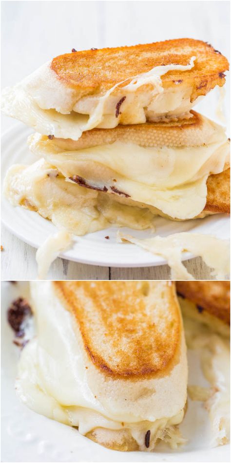 Cheese Lover's Fontina and Mozzarella Grilled Cheese Sandwich - Warm, gooey comfort food at its finest! Best & cheesiest grilled cheese ever! Fontina Grilled Cheese, Mozzarella Grilled Cheese, Averie Cooks, Grilled Cheese Sandwiches, Gooey Cheese, Burgers Sandwiches, Cheese Sandwich, Cheese Lover, Grilled Cheese Sandwich