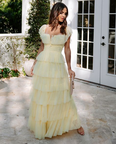 Tulle Bridesmaid Dress Long, Muted Yellow, Formal Wedding Guest Dress, Tulle Maxi Dress, Yellow Maxi Dress, Tulle Bridesmaid Dress, Vici Collection, Prom Dress Inspiration, Shower Dresses