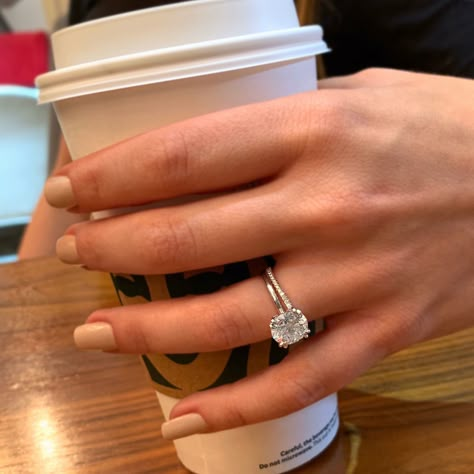 How we survive our Monday’s ☕️ Showing our DE 2000 engagement ring with a Round Brilliant cut diamond, paired with a micro pave wedding band. 💍 Round Diamond Ring Pave, Micro Pave Engagement Ring With Wedding Band, Round Diamond Engagement Rings With Wedding Band, Large Diamond Rings Unique, Round Cut Diamond Ring With Wedding Band, Round Brilliant Engagement Ring With Wedding Band, 1.5 Carat Diamond Ring, Round Engagement Ring Diamond Band, Round Cut Pave Engagement Ring