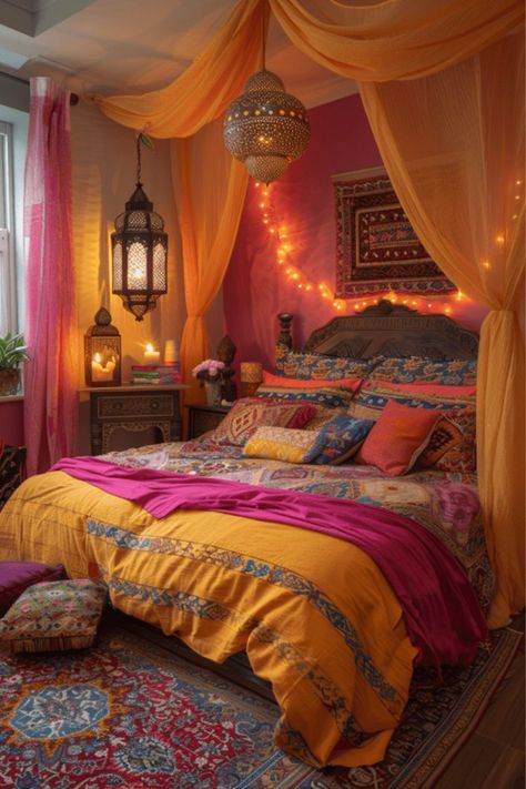 Red Boho Bedroom, Maroon Walls, Moroccan Bedroom, Boho Bedroom Ideas, Red Boho, Bohemian Bedroom, Boho Room, Bedroom Boho, Bedroom Designs