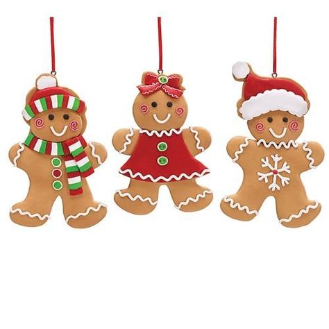 Set of 3 Gingerbread Cookie Christmas Tree Ornaments Adorable Holiday Decor ** Click image to review more details. (This is an affiliate link) Snowflake Gingerbread, Gingerbread Girl Cookie, Gingerbread Santa, Clay Dough, Gingerbread Crafts, Gingerbread Christmas Decor, Gingerbread Decorations, Gingerbread Ornaments, Ornament Cookies