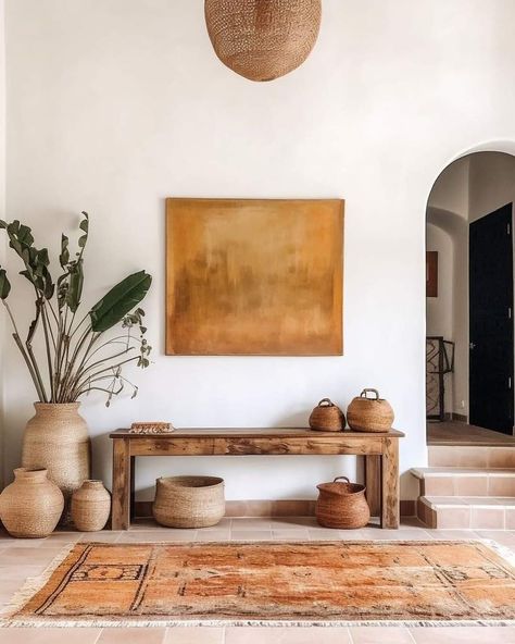 Southwest Mediterranean Decor, Mediterranean Entry Way Ideas, Spanish Italian Style Homes Interior, Modern Hacienda Interior, Desert Home Aesthetic Interior, Western Scandinavian Interior, Sedona Interior Design, Arizona Home Aesthetic, Sedona Decor