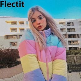 Hot Picks for You Parka Coat Women, Japanese Harajuku, Padded Coat, Parka Coat, Coat Women, Harajuku Fashion, Winter Coats Women, Pastel Rainbow, Rainbow Stripes