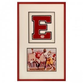 Varsity Letter & Photo High School Sports Letter Display, Varsity Letter Display Ideas, Varsity Letter Shadow Box Ideas, Varsity Letter Ideas, Sport Lettering, Athletic Banquet, Letterman Patches, Cheer Photography, Kids Awards