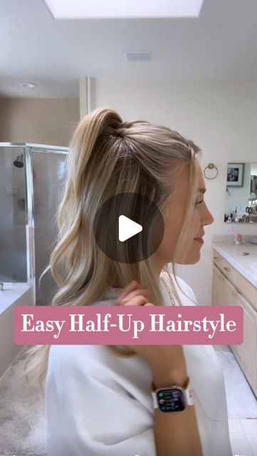 Courtney Bonzi on Instagram: "Save this hairstyle 🥰 Another easy half-up hairdo that you can wear from day to night! Let me know below if you try this look 👇 . . . #hair #hairtutorial #hairaccessories #hairstylist #hairstyle #reels #reelsinstagram #newreels #newreel #viralvideos #viralreels #viral #halfupstyle #halfupdo #easyhairstyles #easyhairstyle #easyhairtutorial" Easy Wedding Guest Half Up, Easy Half Up Half Down Hair Casual, Easy Hairdos For Fine Hair, Half Updo Fine Hair, Half Updo For Fine Hair, Fine Hair Half Up Half Down, Half Up Half Down Hairstyles Casual, Half Up Half Down Fine Hair, Easy Half Updos For Medium Hair