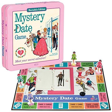 Mystery Date Game, Mystery Board Games, Disney Board Games, Preschool Board Games, Board Games For Couples, Mystery Date, Pink Board, Tin Case, Disney Board