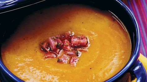 Ham and Butternut Squash Soup Best Butternut Squash Soup, Butternut Squash Cinnamon, Frozen Butternut Squash, Winter Stews, Butternut Squash Puree, Chicken And Butternut Squash, Butternut Squash Recipes Soup, Squash Soup Recipe, Ham Soup