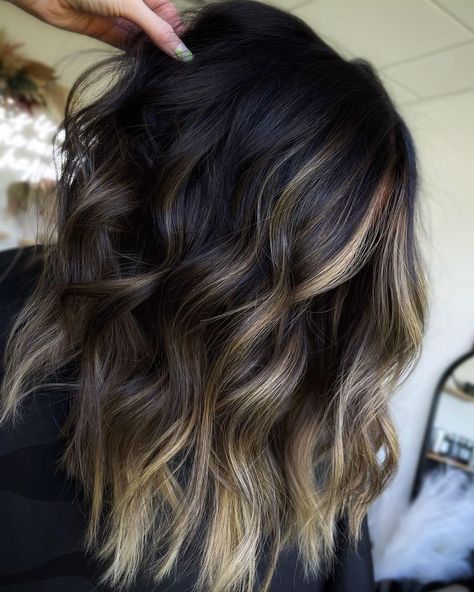 Lighter Brown Hair Color, Partial Blonde Highlights, Lighter Brown Hair, Dark Brown Hair With Blonde Highlights, Highlights For Dark Brown Hair, Blonde Highlights On Dark Hair, Dark Brunette Hair, Black Hair With Highlights, Dark Hair With Highlights