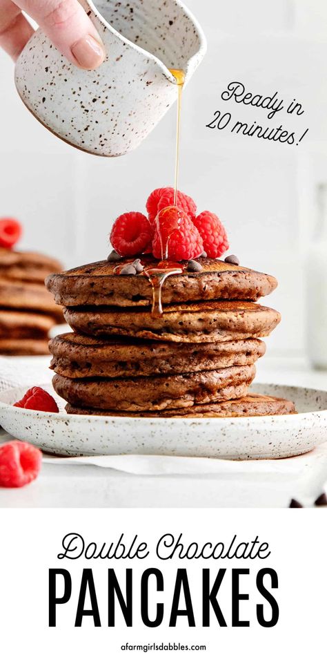 Double Chocolate Chip Pancakes, Double Chocolate Pancakes, Pancake Cups, Low Calorie Pancakes, To Simply Inspire, Crumble Cookie, Coconut Nectar, Pancake Calories, Crepes And Waffles