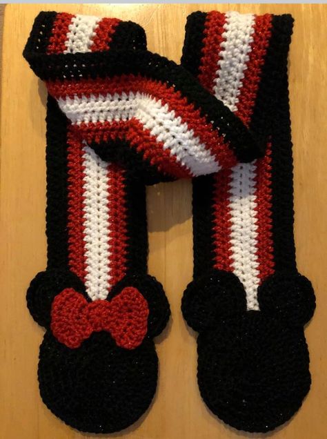 Mickey Mouse Scarf Crochet Pattern, Mickey Mouse Crochet Scarf Pattern Free, Crochet Disney Scarf, Crochet Mickey Mouse Hat, Crochet Minnie Mouse Hat, Mickey Mouse Crochet, Coin Purse Crochet Pattern, Crochet Elf Hat, Crochet Mickey Mouse