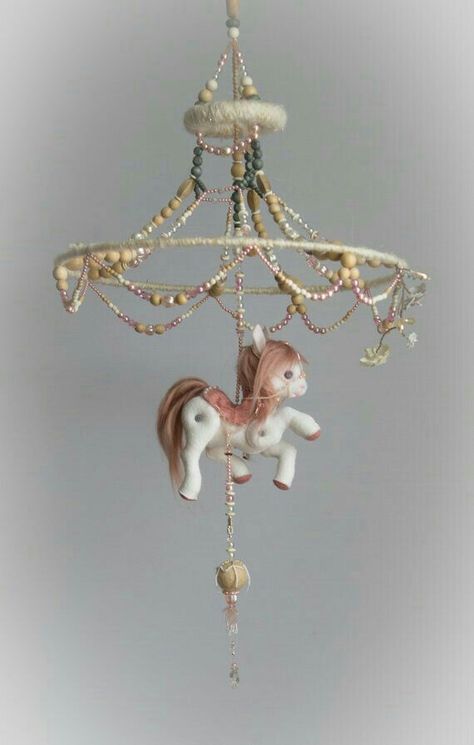 Carousel Nursery, Parisian Nursery, Horse Mobile, Pink Parisian, Pony Horse, Mobile Baby, Nursery Mobile