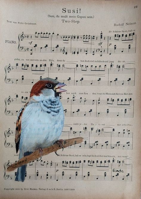 Spiritual Animal, Textile Art Embroidery, Book Page Art, Watercolor Tips, Music Painting, Printed Pages, Assemblage Art, Bird Drawings, Watercolour Tutorials