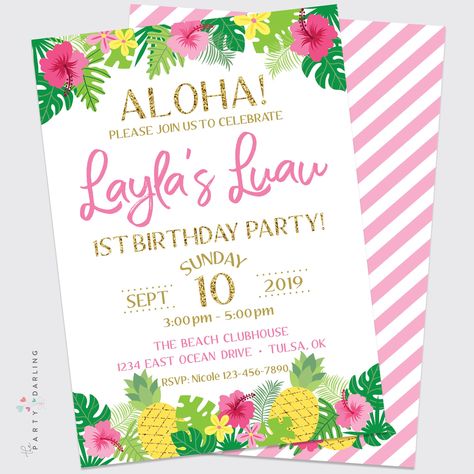 Luau Birthday Party Invitation Luau Birthday Party Invitations, Luau Party Invitations, Luau Birthday Invitations, Bachelorette Pool Party, Luau Invitations, Frozen Themed Birthday Party, Luau Birthday Party, Hawaiian Birthday, Luau Birthday