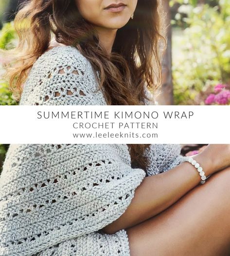 Summertime Kimono Wrap Crochet Pattern - Leelee Knits Kimono Pattern Free, Crochet Borders For Blankets, Crochet Kimono Pattern, Wrap Crochet Pattern, Easy Knit Baby Blanket, Bandeau Au Crochet, Crochet Headband Pattern Free, Crochet Kimono, Boho Mode