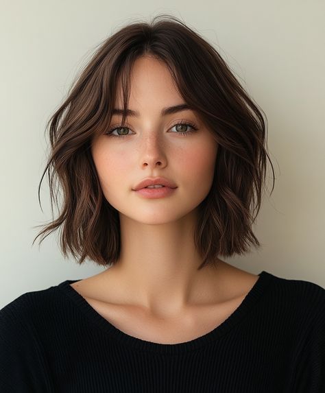 2025 hair trends for women Autumn 2024 Hair Trends, Brown Hair Winter, Uneven Bob, Textured Fashion, Autumn Hair, Rich Brunette, Womens Hair, Try On Hairstyles, Caramel Balayage