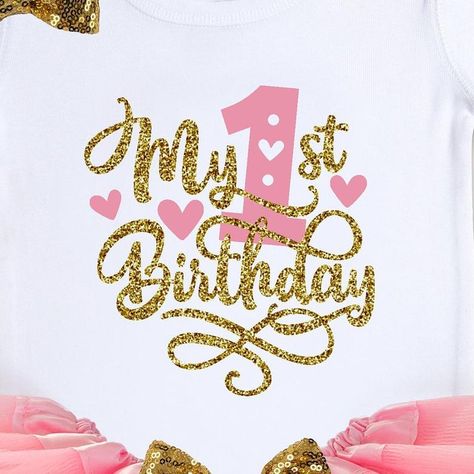 My First Birthday Girl, First Birthday Girl Outfit, Baby Tutu Outfits, Cricut Quotes, Minnie Mouse Birthday Theme, 1st Birthday Onesie, My First Birthday, Birthday Onesie, First Birthday Girl