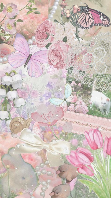 #pink #coquette #fairycore #grandmacore Pink Wallpaper Kawaii, Pink Coquette, Grandma Core, Fairy Core, Pink Wallpaper, Pretty Wallpapers, Aura, Wallpapers, Collage