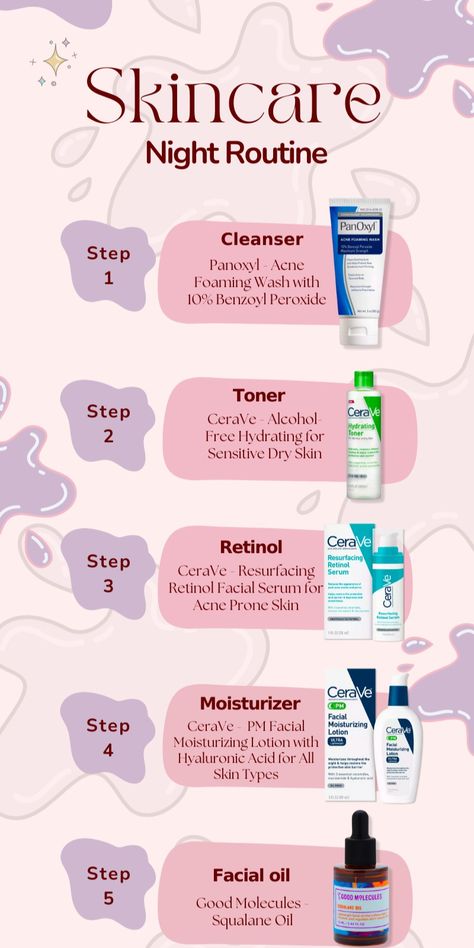 #Skincare_Night_Routine #Cerave_Moisturizer #Beauty_Apps #Acne_Cleansers Skincare Night Routine, Cerave Moisturizer, Oily Skin Remedy, Oily Skin Care Routine, Face Care Routine, Night Time Skin Care Routine, Night Skin Care Routine, Acne Cleansers, Basic Skin Care Routine