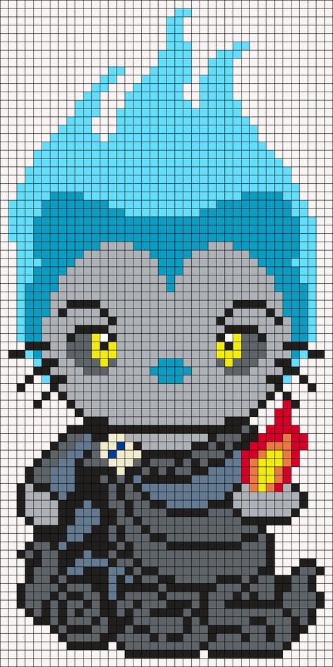 Hades From Hercules Hello Kitty Sq Perler Bead Pattern | Bead Sprites | Characters Fuse Bead Patterns Hades From Hercules, Pixel Blanket, Halloween Perler, Perler Bead Mario, Perler Designs, Modele Pixel Art, Square Grid, Pony Bead Patterns, Perler Bead Templates