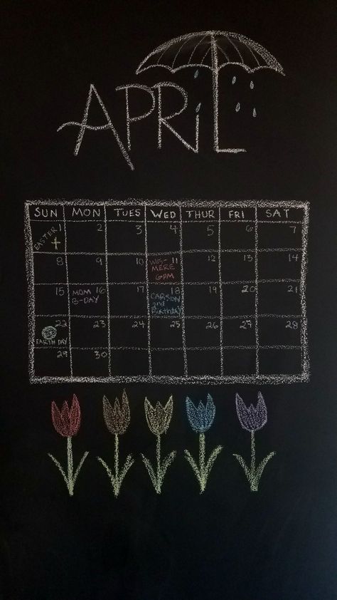 April Calendar Ideas White Board, April Whiteboard Calendar Ideas, April Chalkboard Calendar Ideas, April Chalkboard Art, April Calendar Ideas, Chalk Calendar, Whiteboard Ideas, Calendar Doodles, Calendar Decal