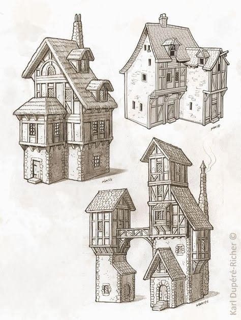 Croquis Architecture, Planet Coaster, Architecture Sketches, Bangunan Minecraft, Architectural Presentation, Building Sketch, Building Drawing, Medieval Houses, Building Concept