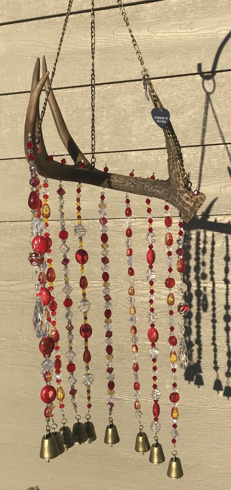 Antler Suncatcher, Bone Wind Chime, Deer Antler Crafts Diy, Antler Crafts Diy, Antler Display Ideas, Deer Antlers Diy, Sun Catchers Diy, Dear Antlers, Punk Crafts