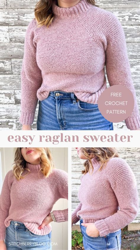 Jumper Dress Crochet Pattern, Bulky Yarn Crochet Sweater Pattern Free, Crochet Jumper Pattern Women, Free Top Down Crochet Sweater Patterns, Easy Crochet Raglan Sweater, Womens Sweater Crochet Pattern Free, Beginner Sweater Crochet, Worsted Weight Crochet Sweater Pattern Free, Single Crochet Sweater Pattern Free