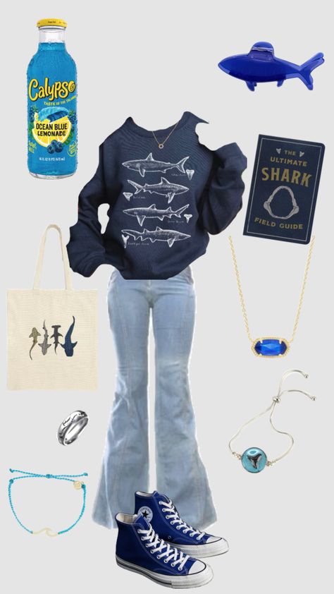 Aquarium shark themed outfit #outfitinspo Aquarium Outfit, Silly Clothes, Fits Clothes, Camping Outfits, Trendy Fall Outfits, Swaggy Outfits, Themed Outfits, Cute Fits, Your Aesthetic