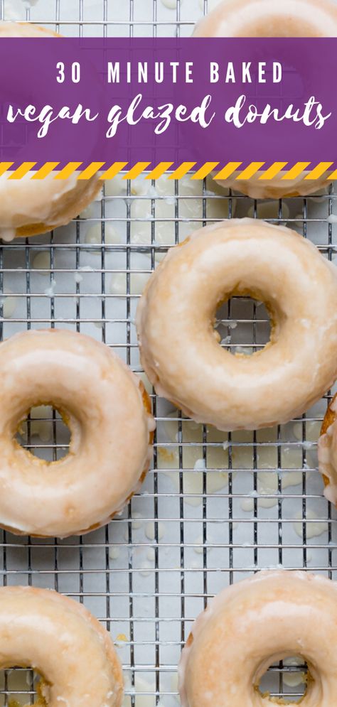 These glazed vegan donuts need just 10 ingredients and under 30 minutes to be made! Perfect for breakfast or dessert! Vegan Doughnuts, Homemade Doughnuts, Vegan Breakfasts, Vegan Breakfast Easy, Glazed Donuts, Vegan Donuts, Vegan Lunch Recipes, Vegan Lunches, Best Vegan Recipes