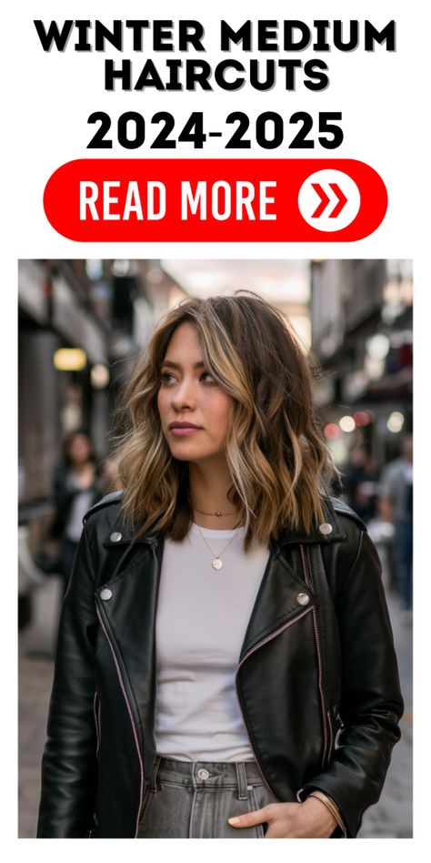 24 Top Winter Medium Haircuts 2024: Wavy, Straight & Layered Styles Shoulder Length Haircut Layers, Hair Cut Trends, Trending Haircuts For Women, Shoulder Length Haircut, Winter Blonde, Haircuts 2024, Medium Waves, Medium Haircuts, Medium Layered