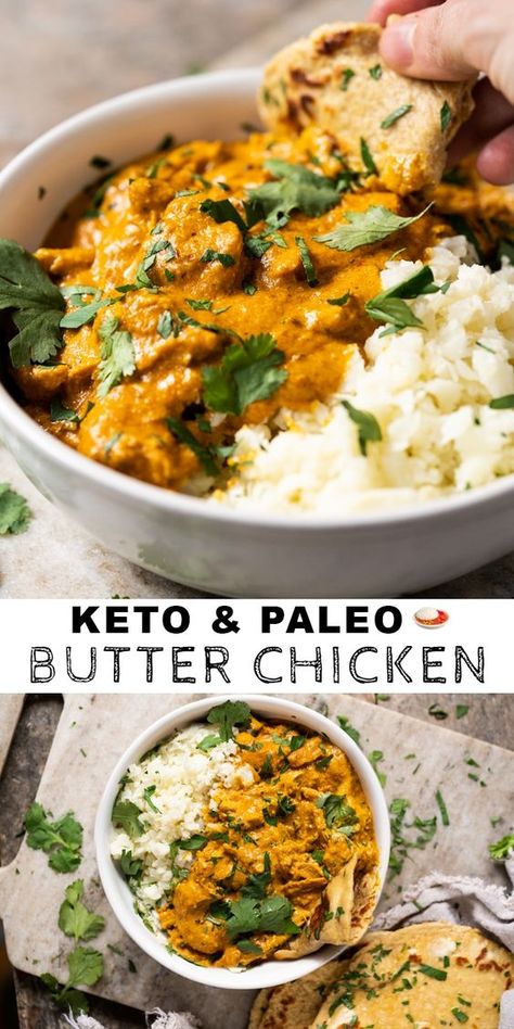 Butter Chicken Keto, Paleo Butter Chicken, Keto Butter Chicken, Cena Keto, Chicken Keto, Boiled Egg Diet Plan, Paleo Low Carb, Diner Recept, Keto Vegan