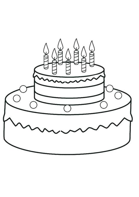 Cake with Candle Coloring Page. Free printable food and snacks Coloring Pages For kids download and print. 28th Birthday Cake, Big Birthday Cake, Cake Coloring, Cake Drawing, Easy Birthday, Romantic Candles, Simple Birthday Cake, Colorful Cakes, Birthday Hat