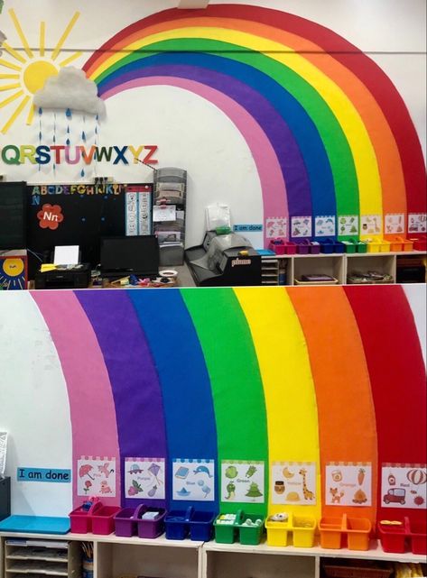 Rainbow Classroom Theme, Decoration Kindergarten, Cafe Board, Rainbow Weather, Pet Cafe, 2023 School, Table Markers, Kindergarten Classroom Decor, Rainbow Classroom