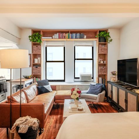 13 Apartment Layouts Everyone Should Know (With Examples!) | Apartment Therapy Railroad Apartment Ideas, Long Apartment Layout, Studio Unit Condo Design, Basic Apartment, City Studio Apartment, Railroad Apartment, Apartment Layouts, Best Indoor Trees, Minimal Traditional