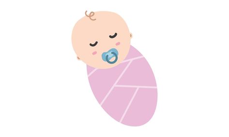 Sleeping baby swaddle clipart. Simple cute sleep baby swaddled in pink blanket flat vector illustration. Infant baby swaddling cartoon style. Kids, baby shower, newborn and nursery decoration concept Cute Sleep, Collage Project, Newborn Nursery, Pink Blanket, Flat Vector Illustration, Baby Svg, Nursery Wallpaper, Flat Vector, Baby Cartoon