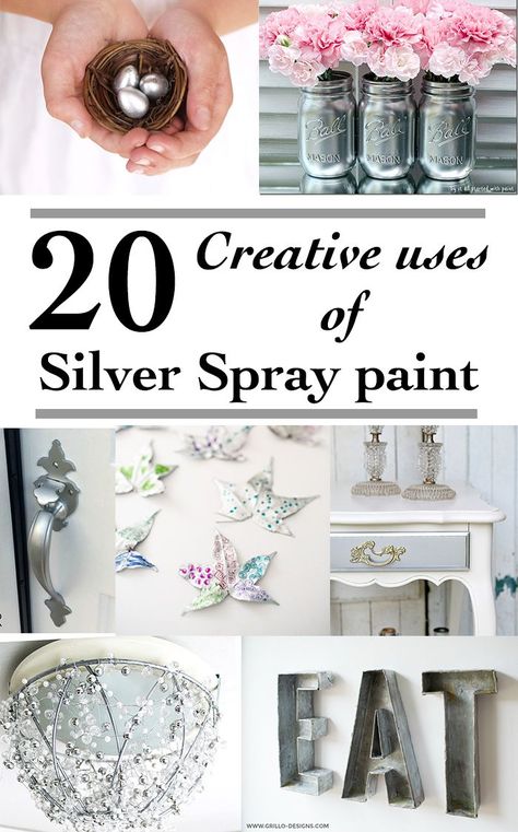 20 fun ways to use silver spray paint | DIY Silver spray paint home decor ideas Silver Spray Paint, Silver Spray, Diy Spray Paint, Spray Paints, Paint Diy, Creative Home Decor, Home Decor Paintings, Amazing Diy, Clever Crafts