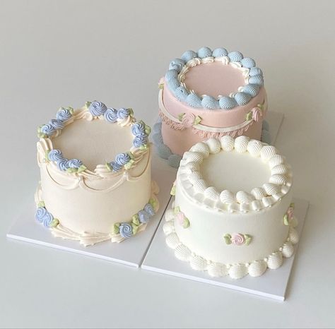 Bolo Vintage, Vintage Birthday Cakes, Pinterest Cake, Simple Cake Designs, Mini Tortillas, Mini Cakes Birthday, Pretty Dessert, Creative Birthday Cakes, Simple Birthday Cake