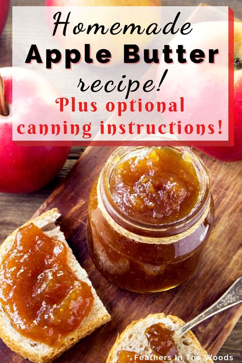 Homemade apple butter in jar and on bread Apple Butter Uses, Spiced Apple Butter, Recipe Using Apples, Apple Butter Crock Pot, Slow Cooker Apple Butter, Apple Butter Recipe, Homemade Apple Butter, Roasted Chicken And Potatoes, Slow Cooker Apples